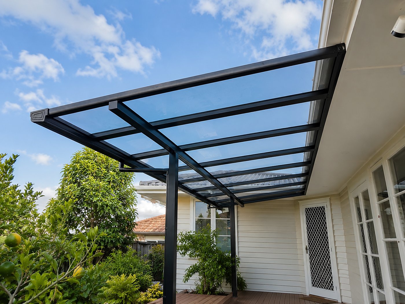 Straight Canopy with gutter outside