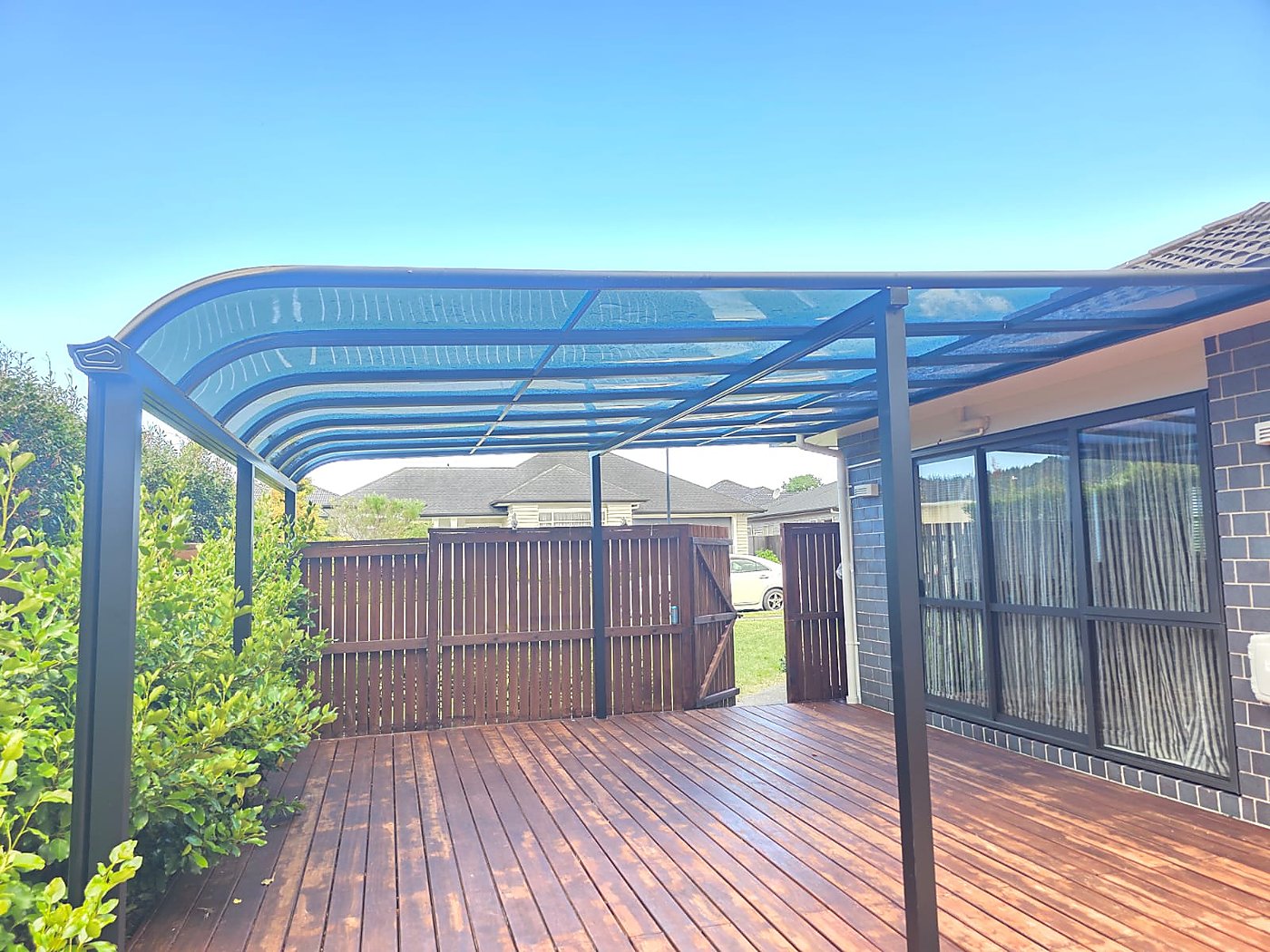White frame glass canopy