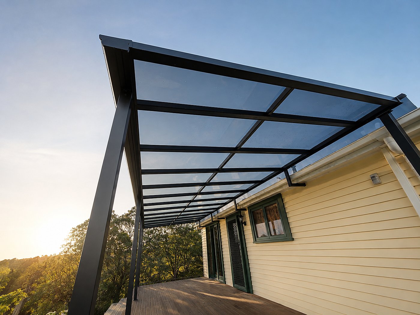 Curved arch pergola over patio